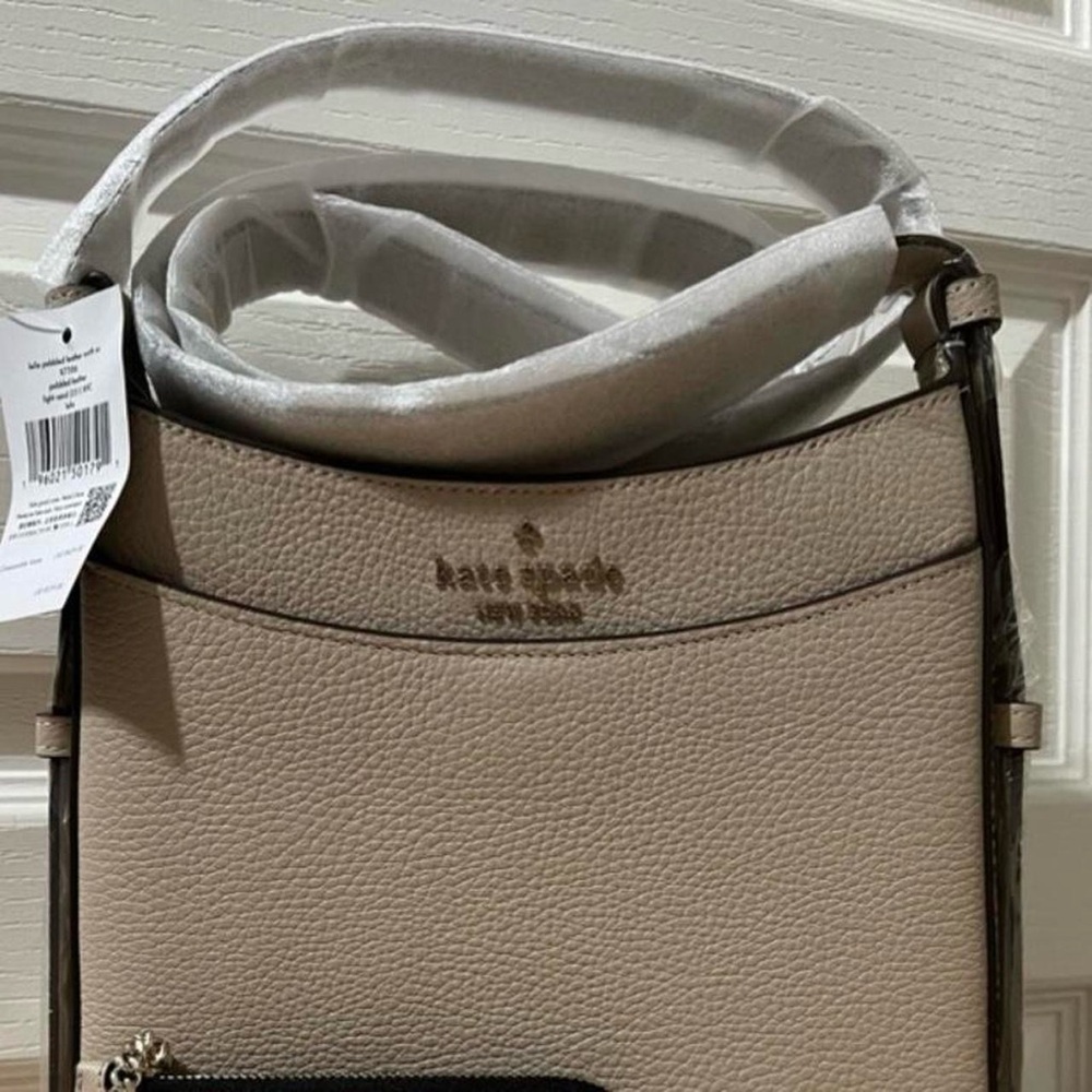 Kate Spade Pebbled Leather Crossbody Bag Cream Beige Gold Hardware NWT Handbag - Picture 3 of 8